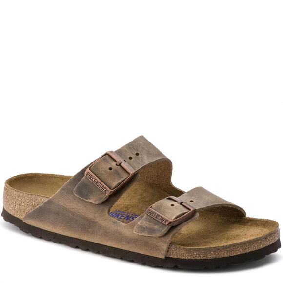 NEW BIRKENSTOCK men's arizona soft foot bed slide sandal in tobacco